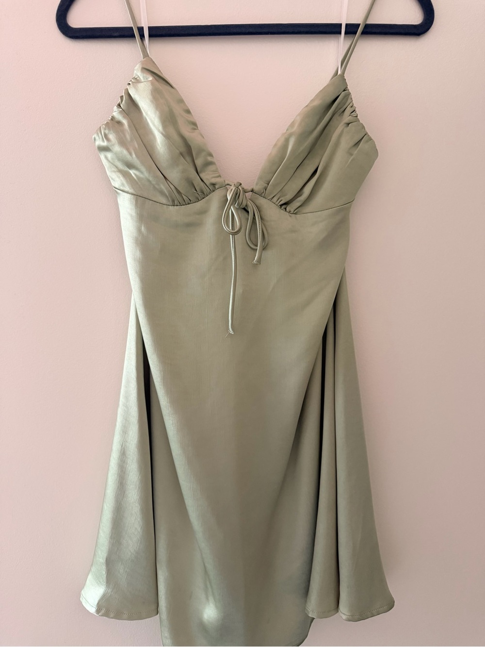 Sage Green Slip Dress with Spaghetti Straps